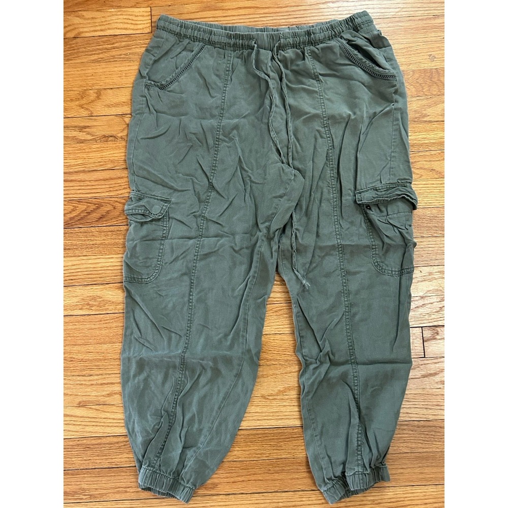 Knox Rose Cargo Pants Camo Green Drawstring Womans SZ XL